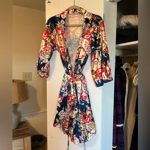 Floral Satin Robe